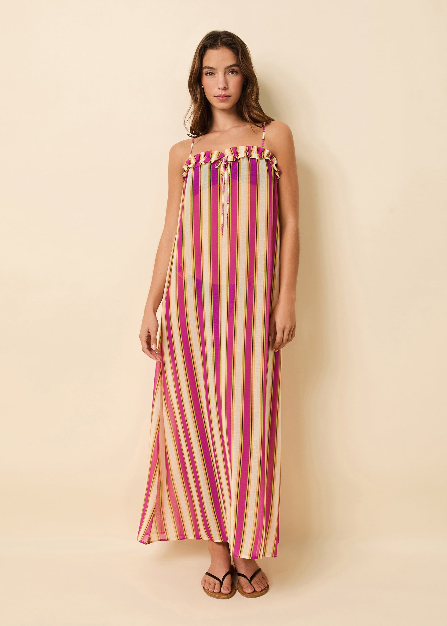 Ayden Dress Crinkle Sheer South Beach Stripe