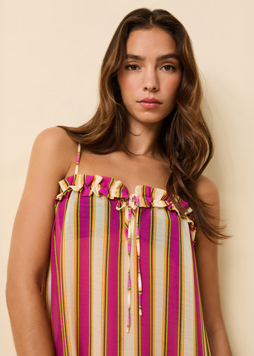 Ayden Dress Crinkle Sheer South Beach Stripe