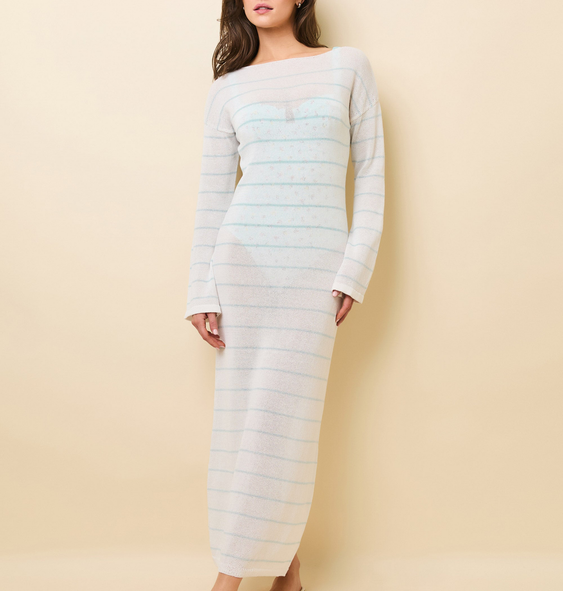 Polly Dress Micro Stripe Brule