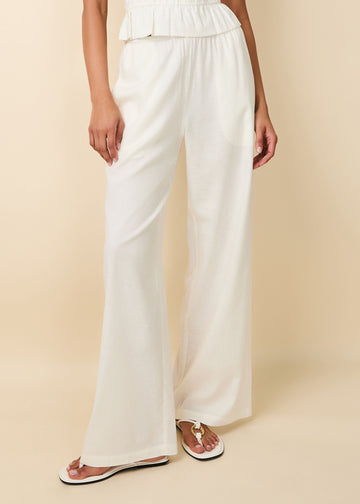 Linen Monaco Pant Optic White - Solid & Striped