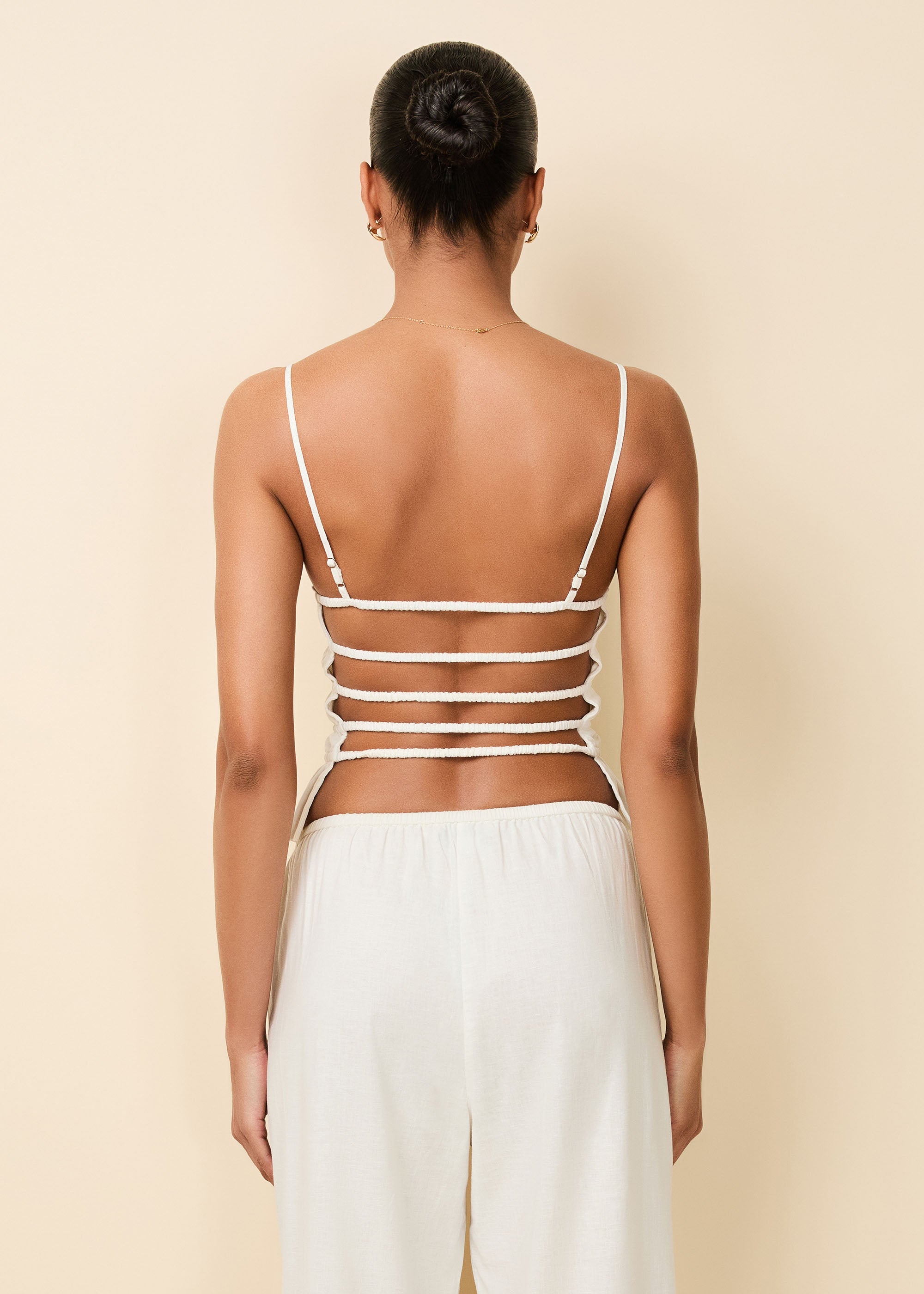 トップス melt the lady contrast garter tops white Contrast-linen body jumpsuit - Women | MANGO OUTLET USA