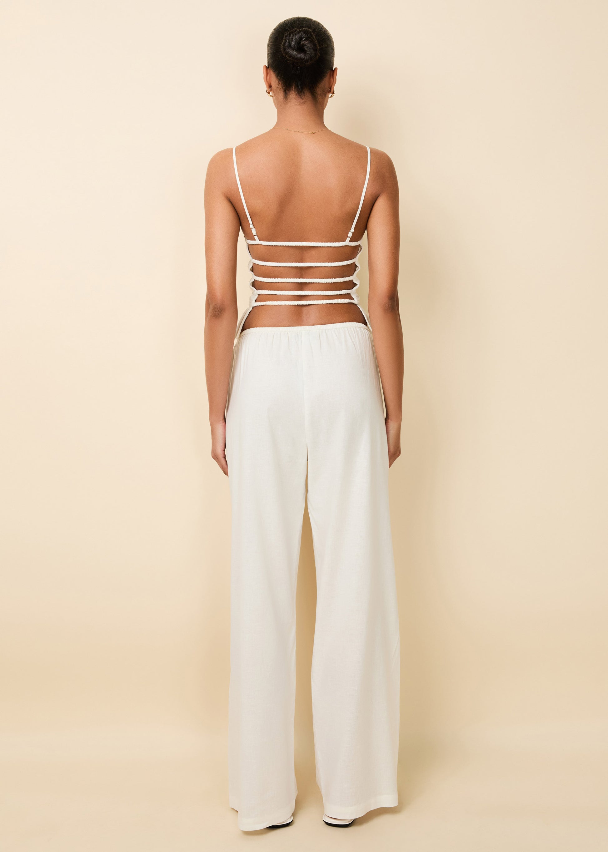 Linen Monaco Pant Optic White - Solid & Striped