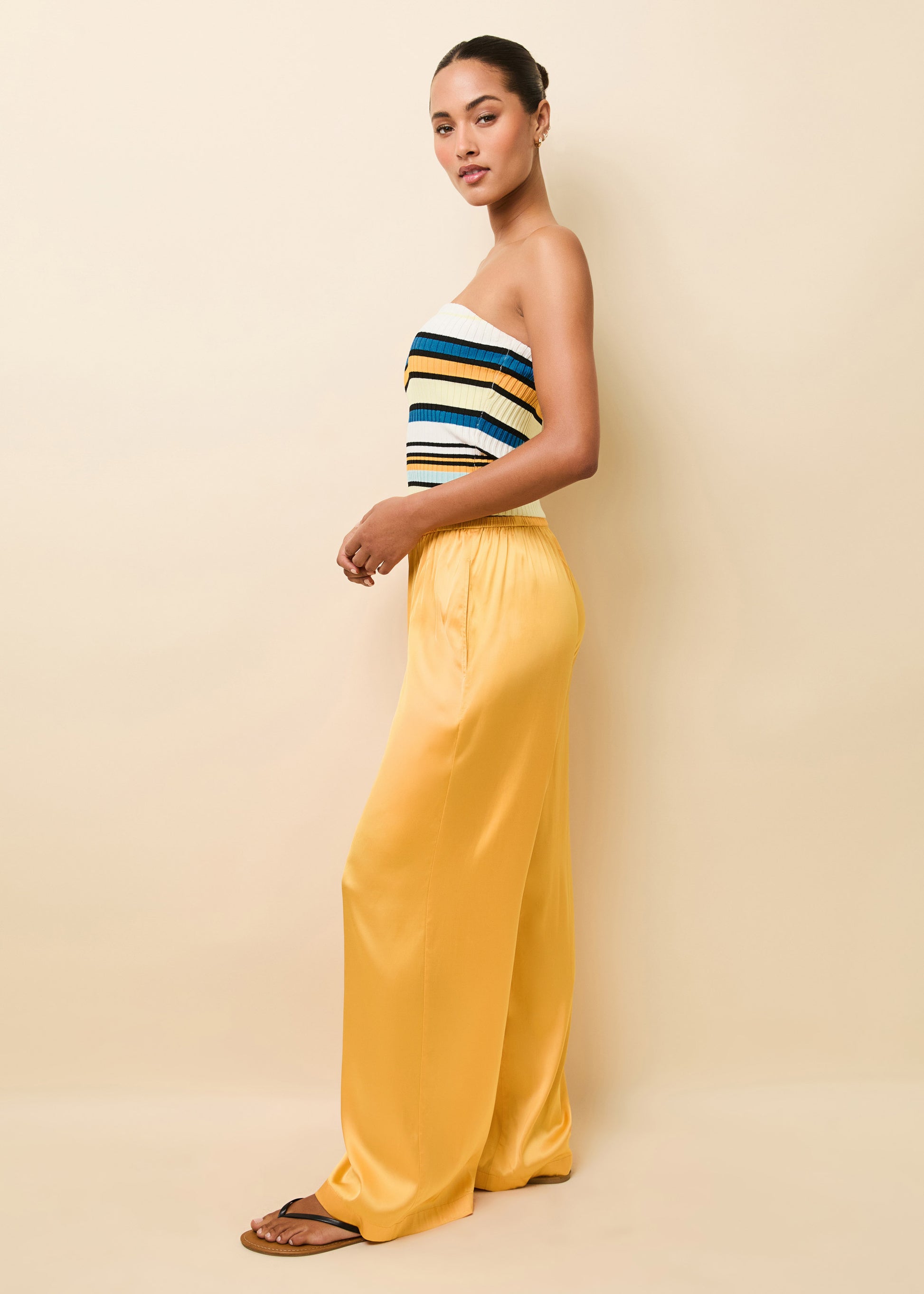 Monaco Satin Pant Mango - Solid & Striped