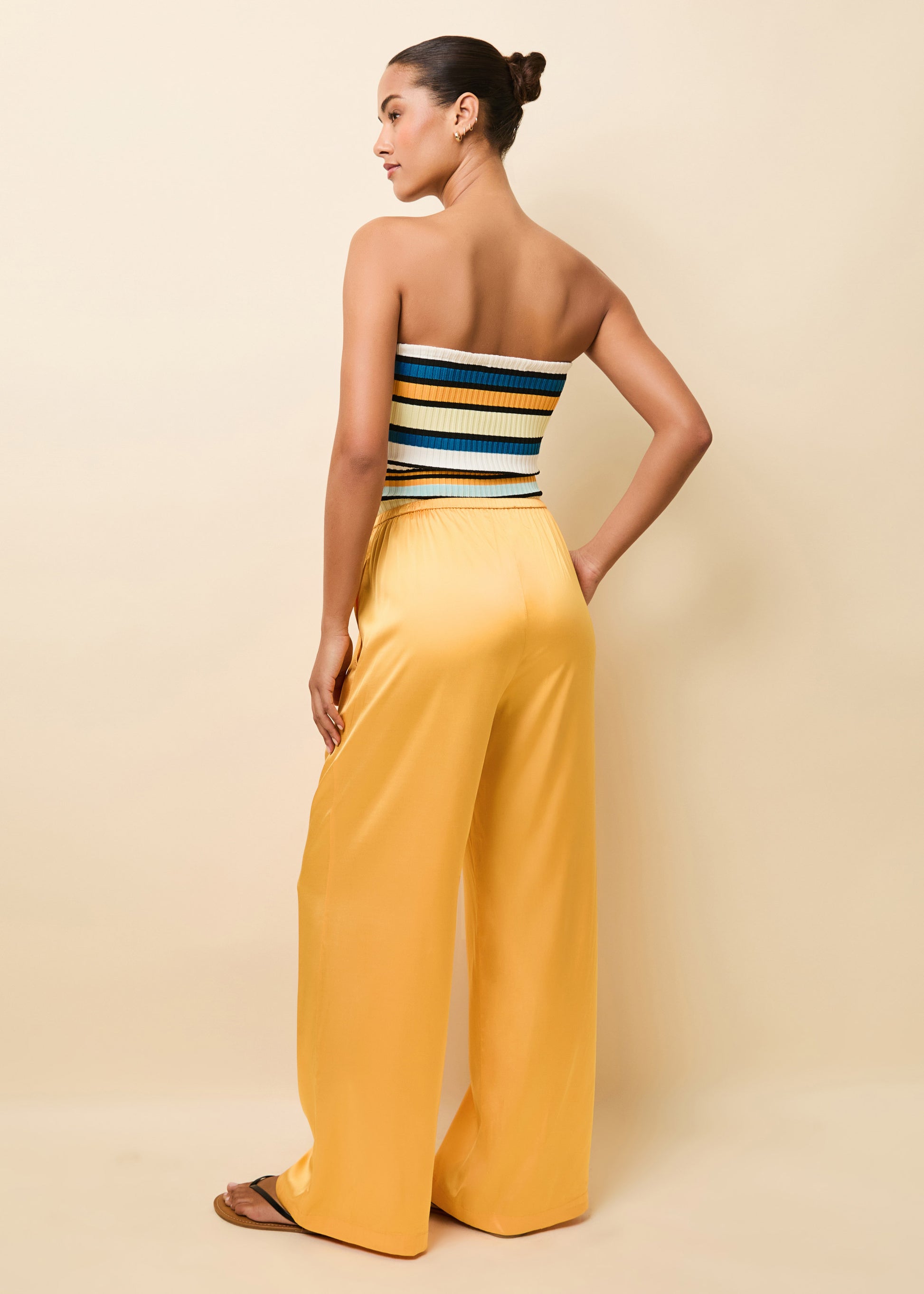 Monaco Satin Pant Mango - Solid & Striped
