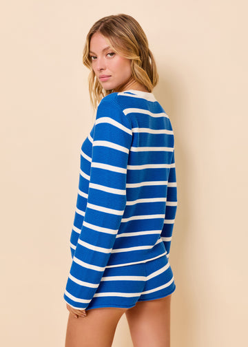 Hudson Sweater Olympian Blue Breton Stripe