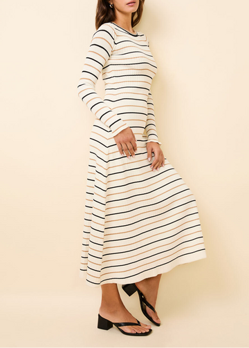 Dora Ribbed Knit Dress Brule Multi Stripe