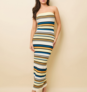 Caroline Ribbed Dress Riviera Stripe