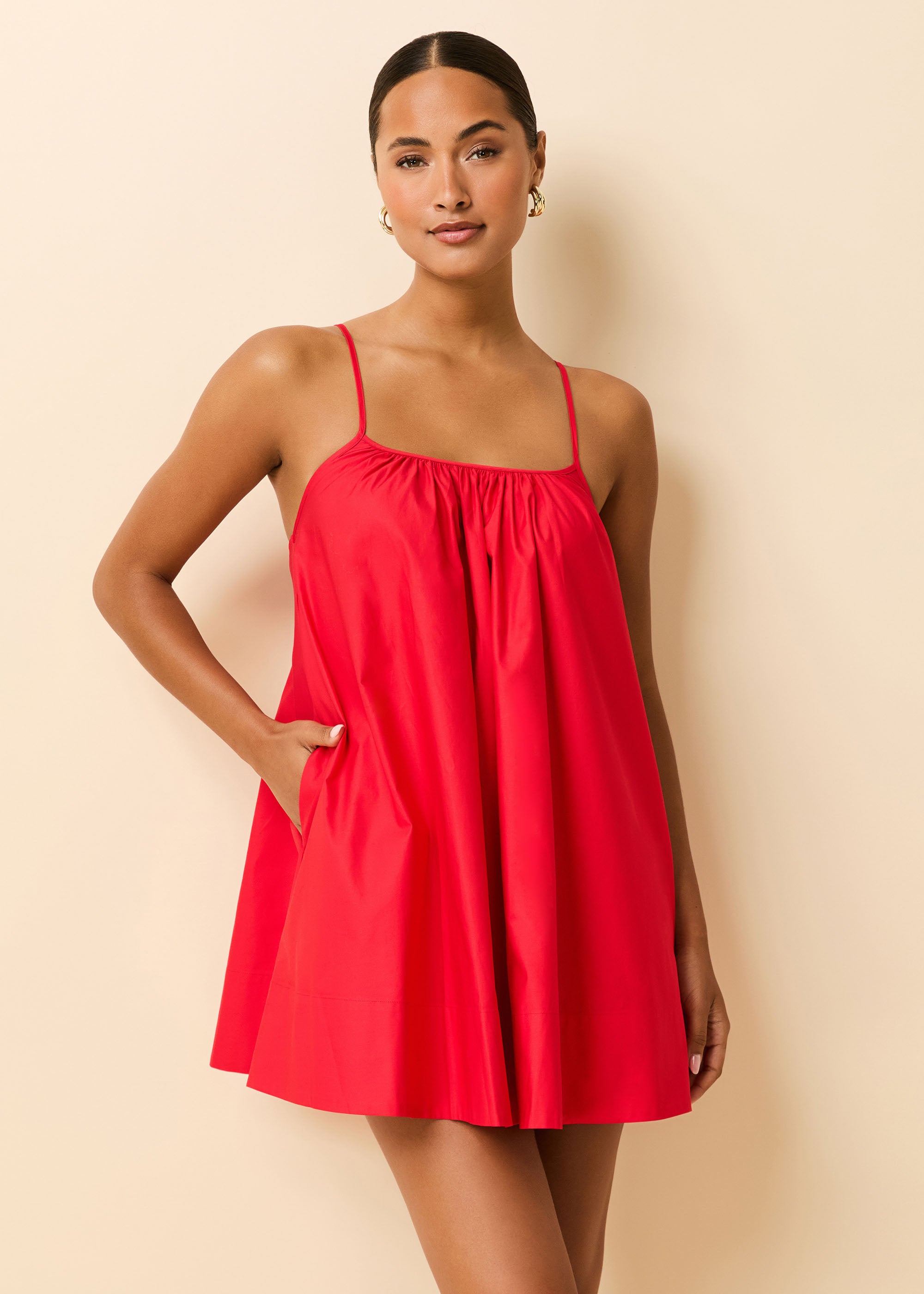 Lindsay Dress Poplin Lipstick
