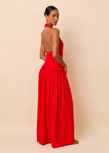 Halter Soglio Dress Apple Red