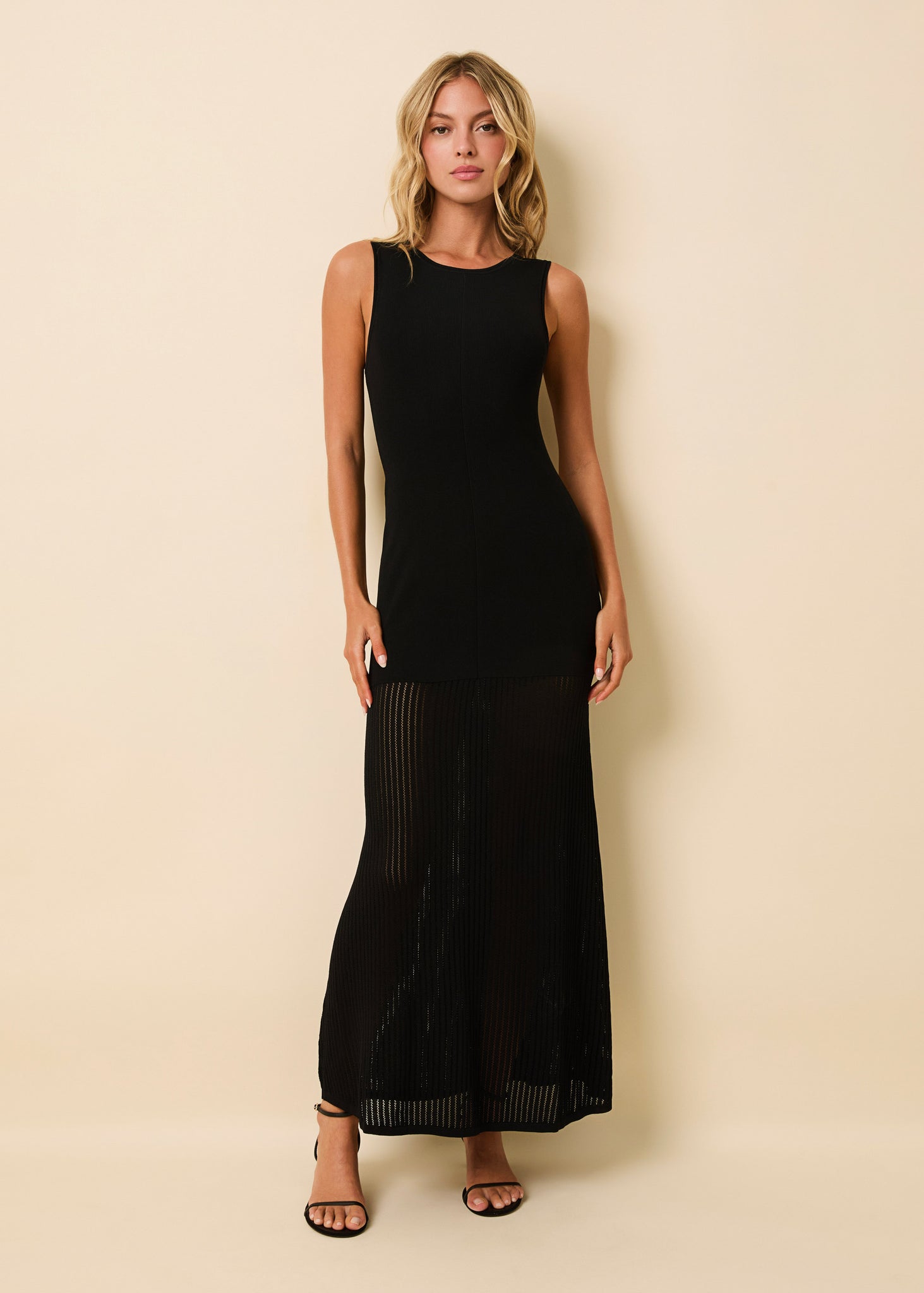 Lucerne Pointelle Dress Noir