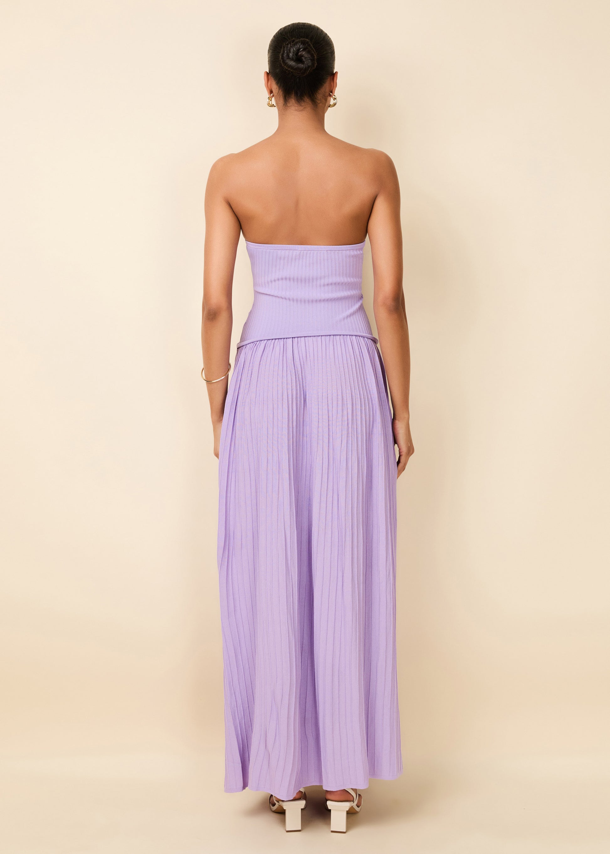 ribbed lilac dress Lilac Coast Ribbed Bandage Halterneck Midi Dress