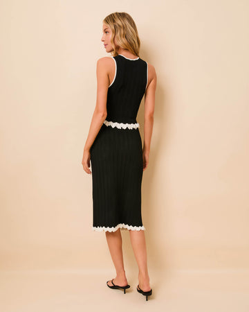 Diana Skirt Wavy Rib Noir / Brule