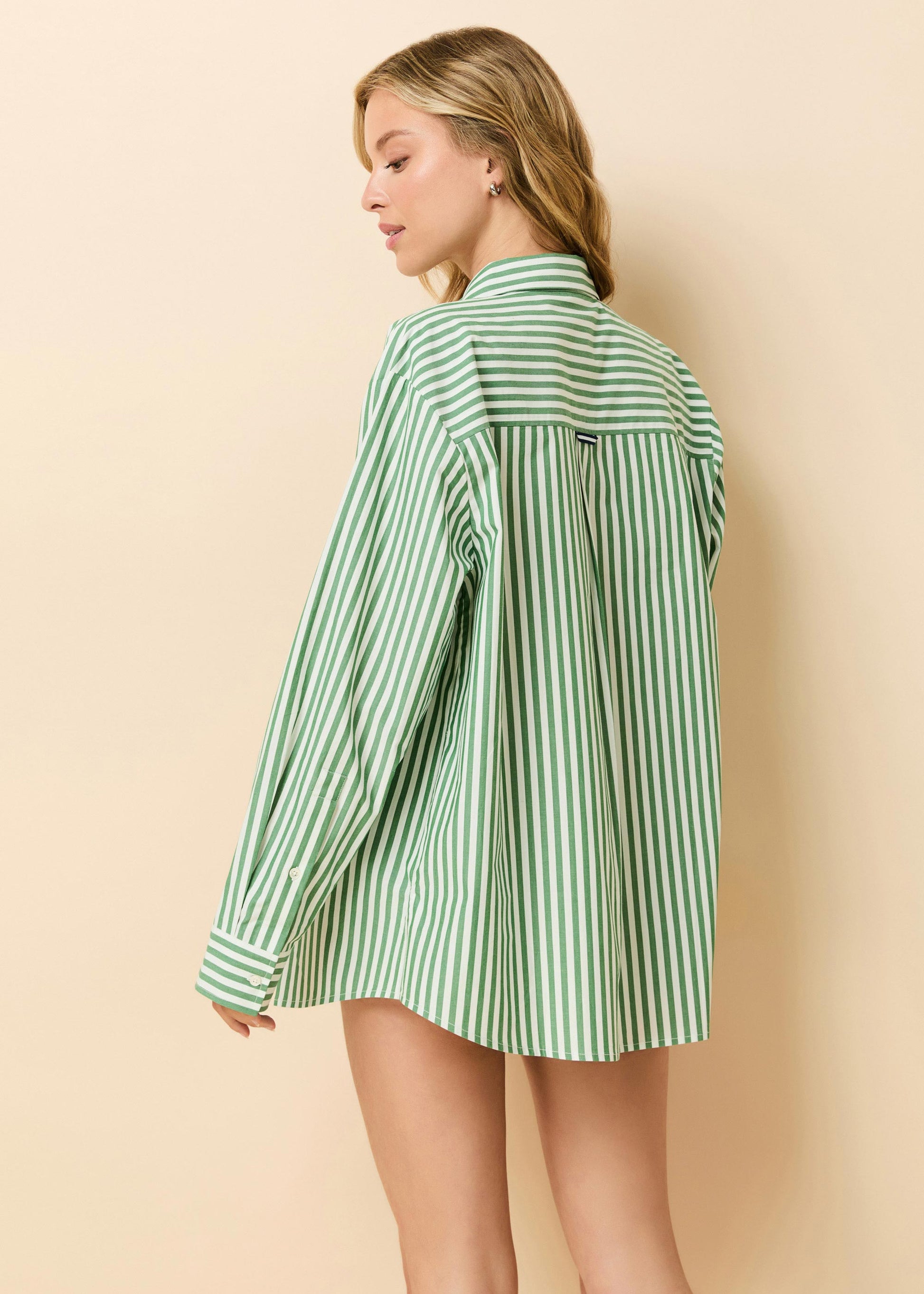 Avril Button Down Washed Green / Optic White Stripe - Solid & Striped
