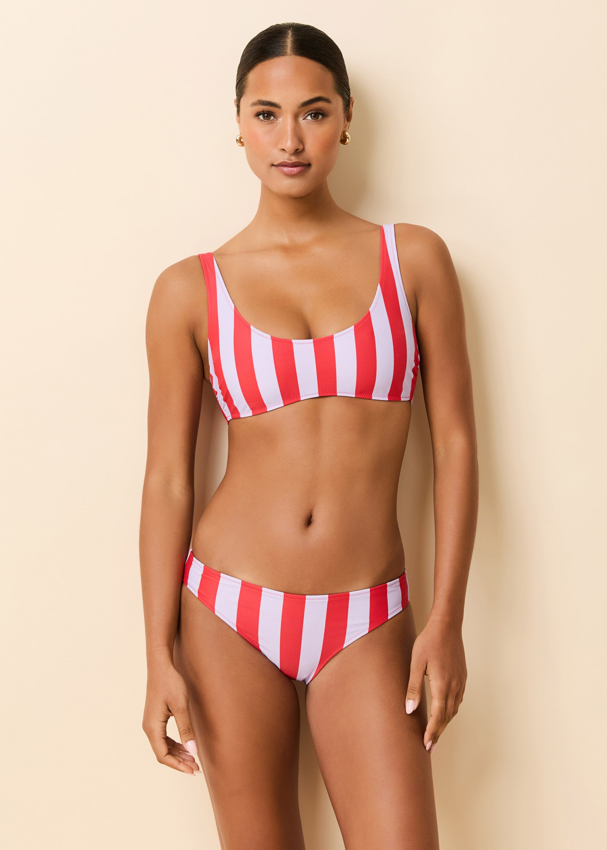 Elle Reversible Bikini Lipstick Red / Lavender - Solid & Striped