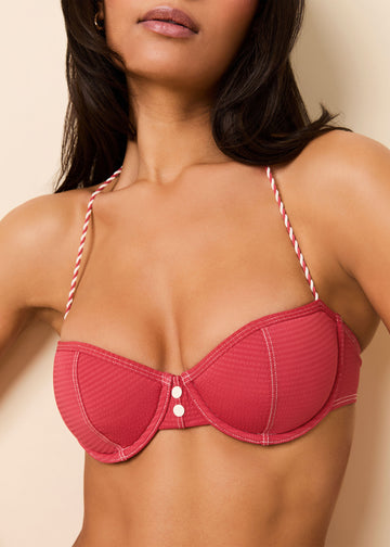 Harlow Bikini Top Seersucker Rooftop Red / Brule