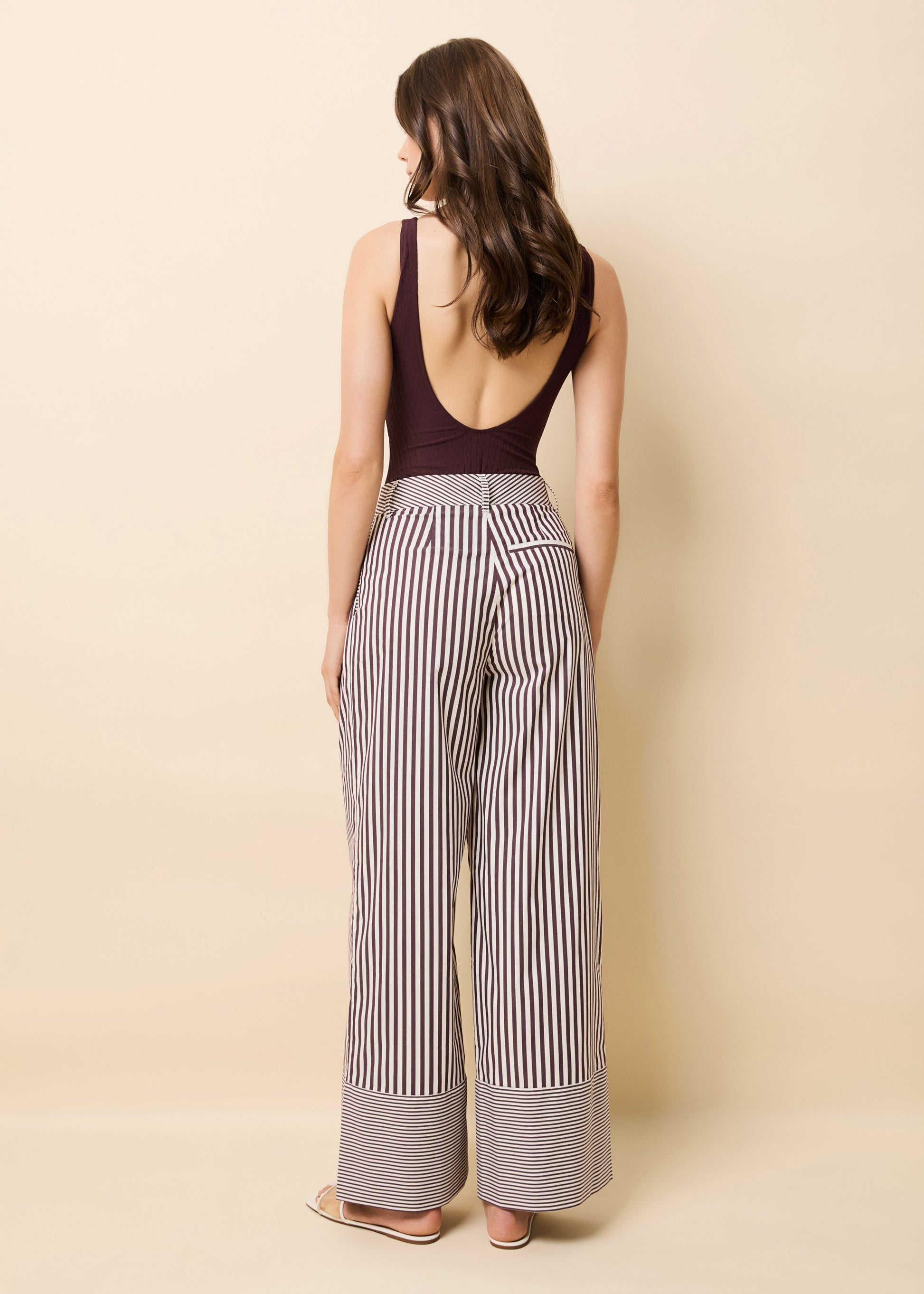 Marnie Pant Raisin Brown / Brule Stripe - Solid & Striped
