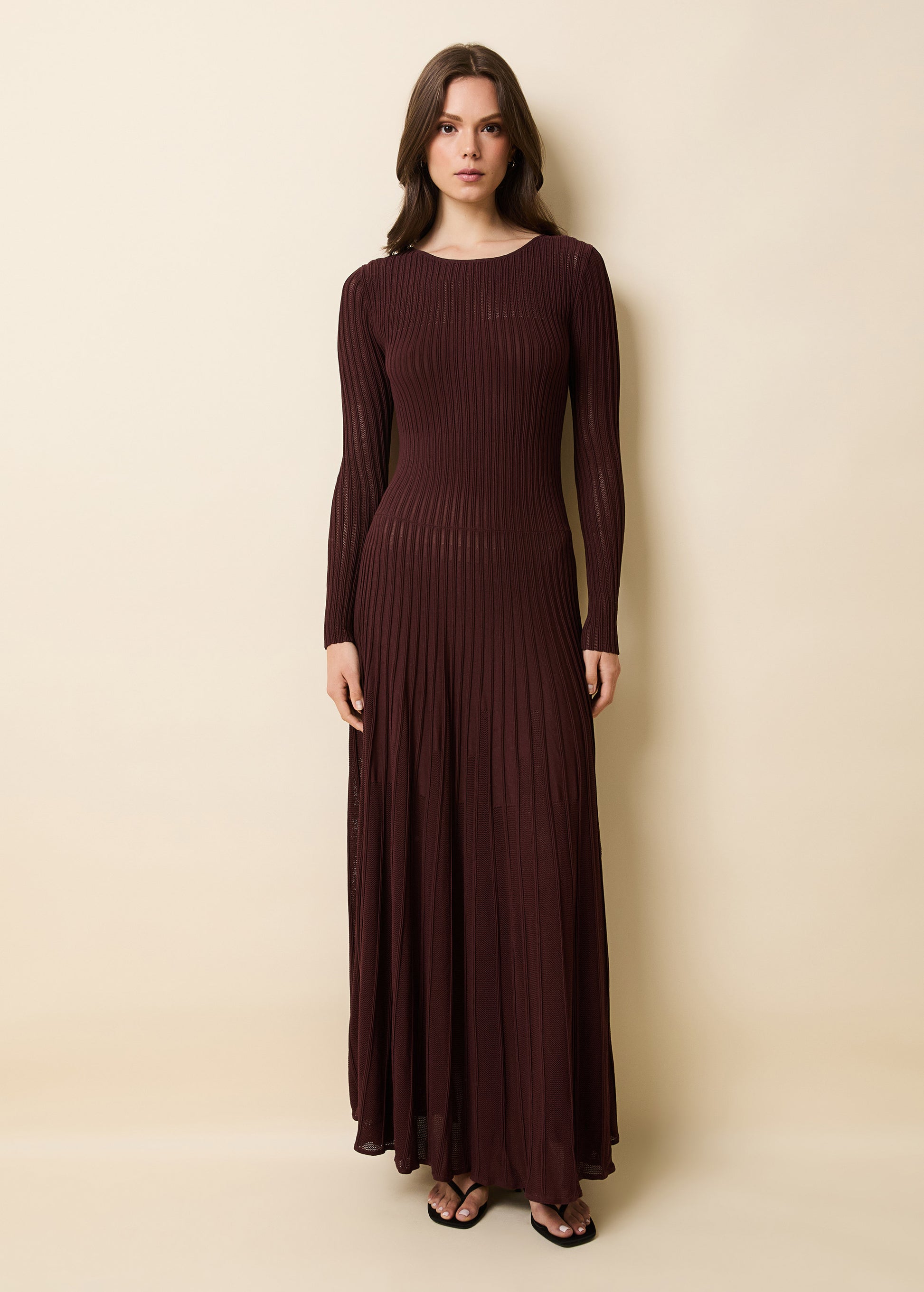 Sloane Dress Mesh Pointelle Raisin Brown | Solid & Striped Sloane Dress Mesh Pointelle Raisin Brown | Solid & Striped