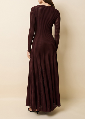 Sloane Dress Mesh Pointelle Raisin Brown