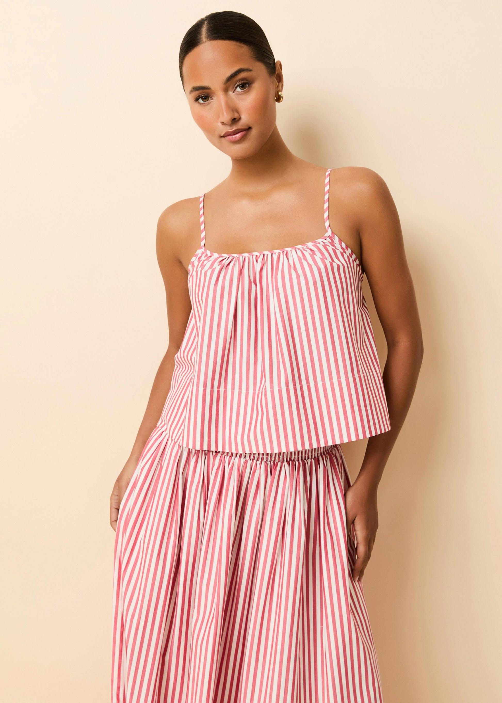 Maayan Top Washed Red / Optic White Stripe - Solid & Striped