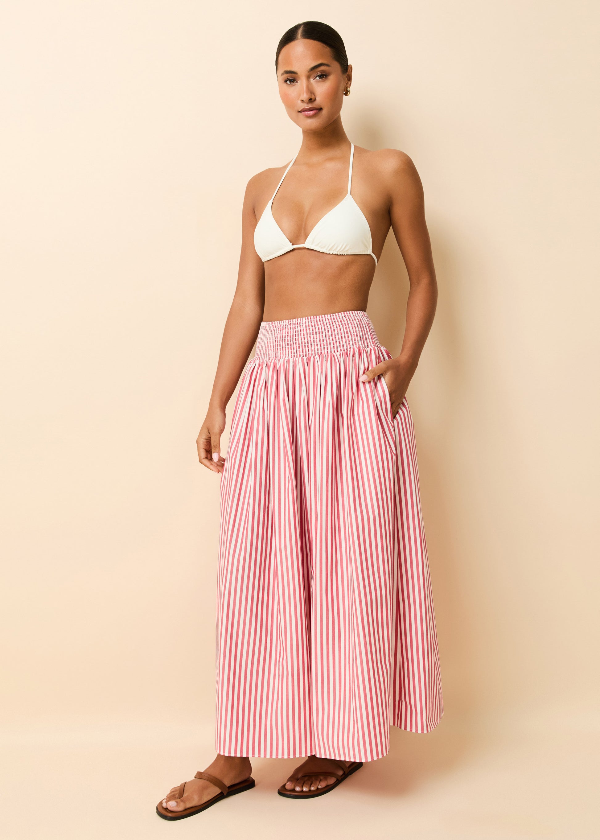 Noreen Skirt Washed Red / Optic White Stripe - Solid & Striped