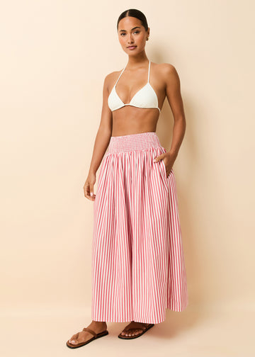 Noreen Skirt Washed Red / Optic White Stripe
