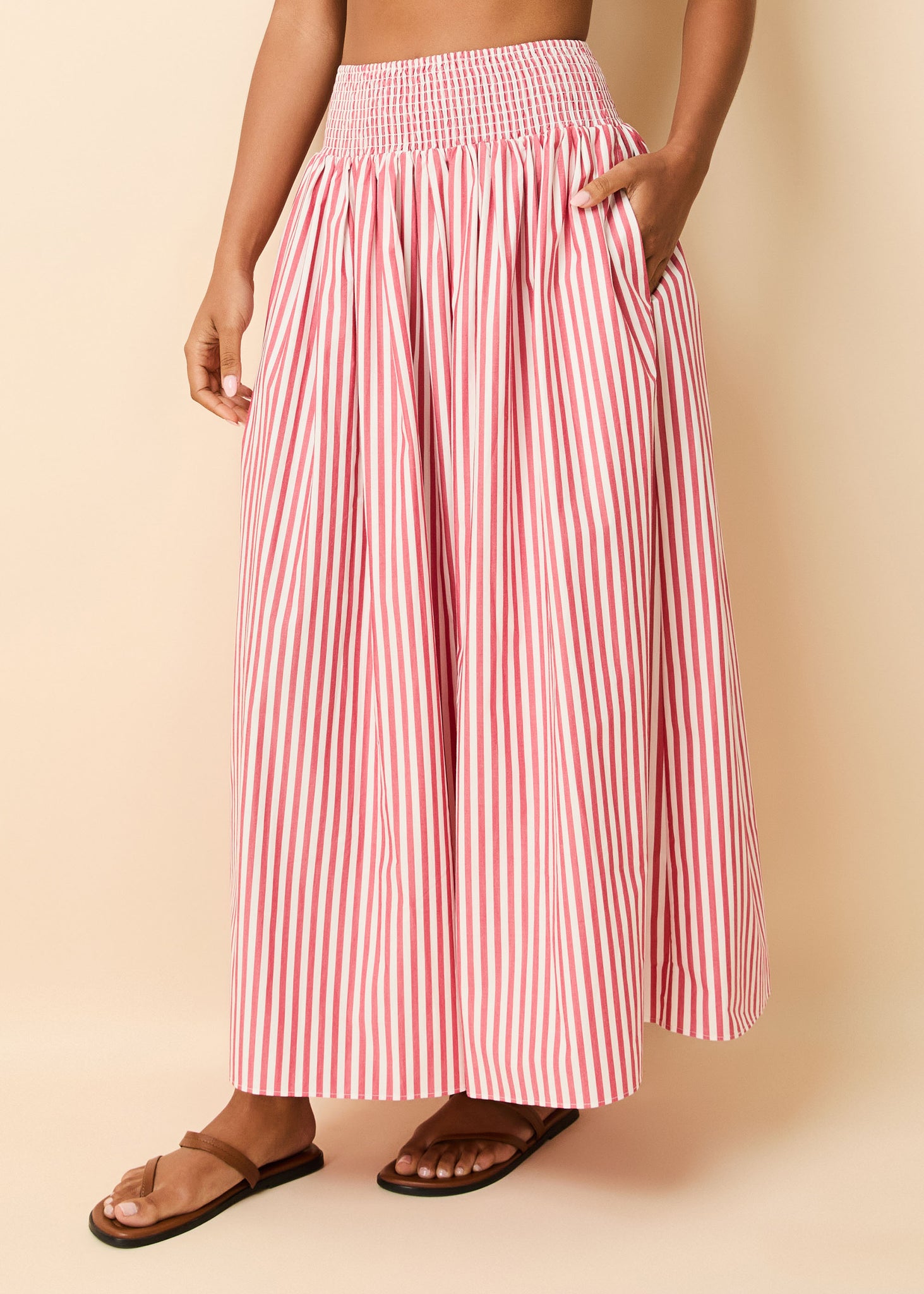 Noreen Skirt Washed Red / Optic White Stripe - Solid & Striped