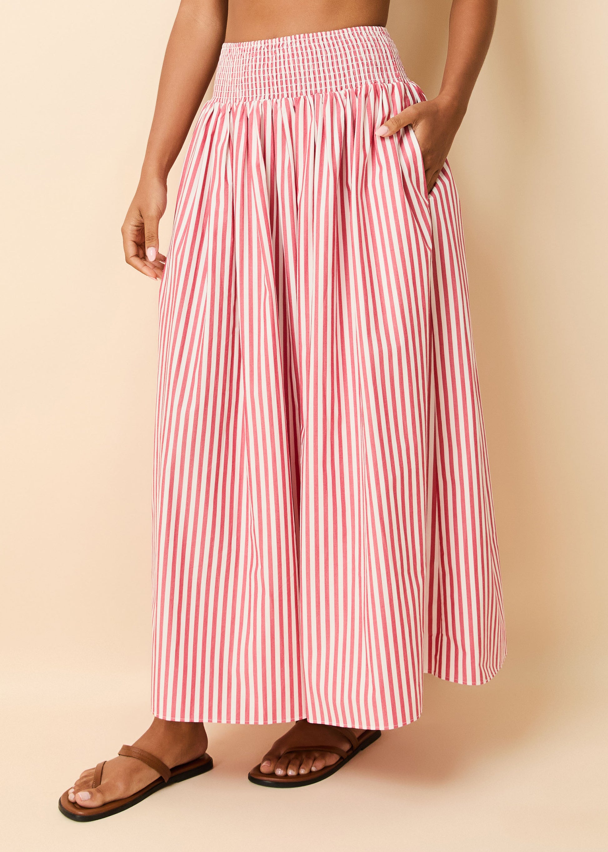 Noreen Skirt Washed Red / Optic White Stripe - Solid & Striped