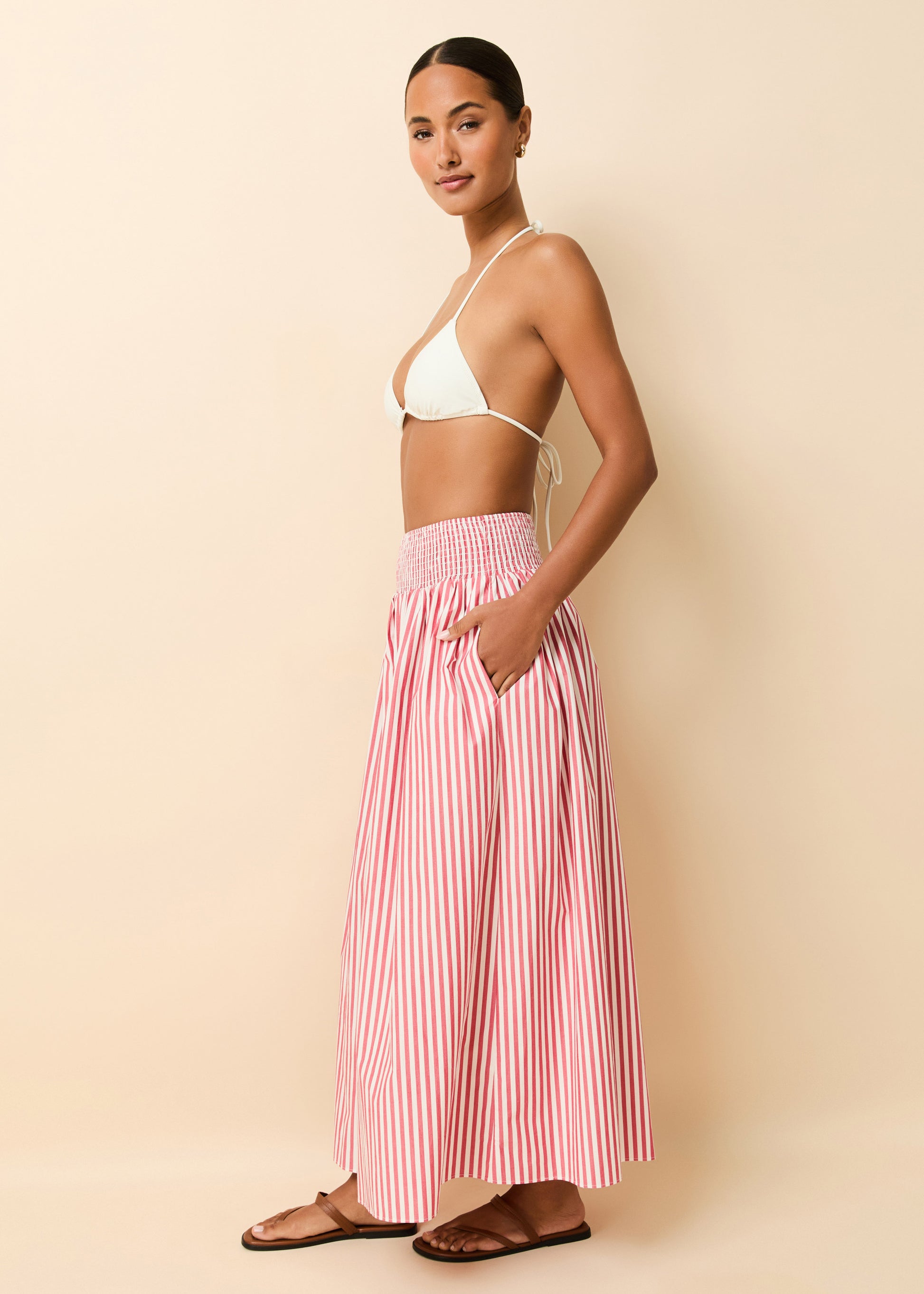 Noreen Skirt Washed Red / Optic White Stripe - Solid & Striped