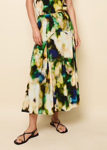Gray Skirt Blurred Floral