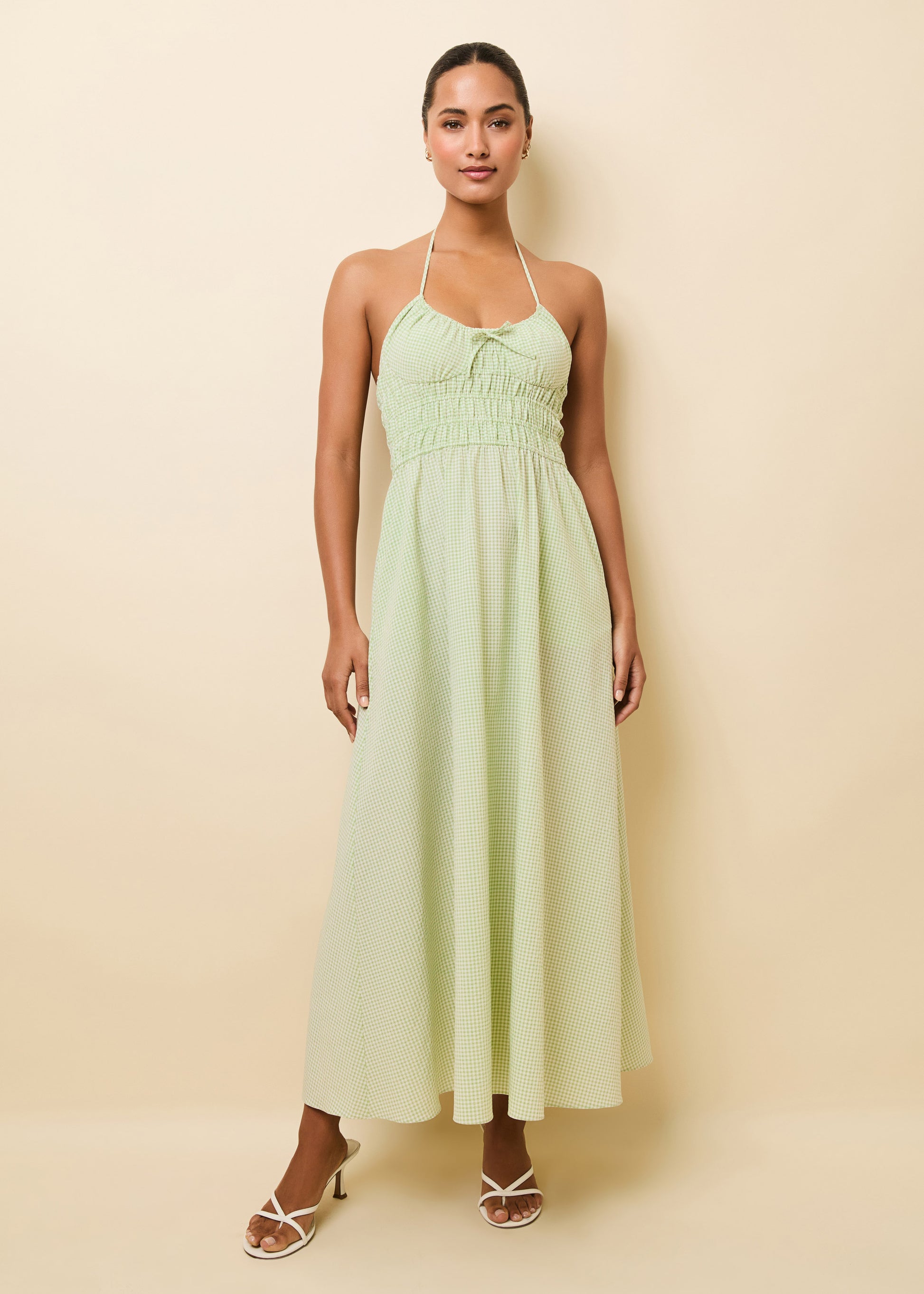 Lolita Halter Dress Seersucker Matcha Gingham | Solid & Striped Lolita Halter Dress Seersucker Matcha Gingham | Solid & Striped