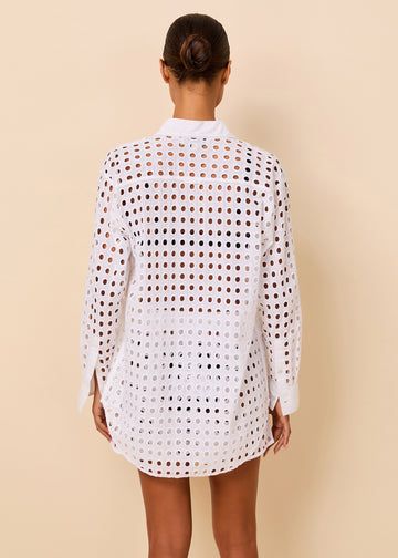 Oxford Tunic Classic Eyelet Optic White