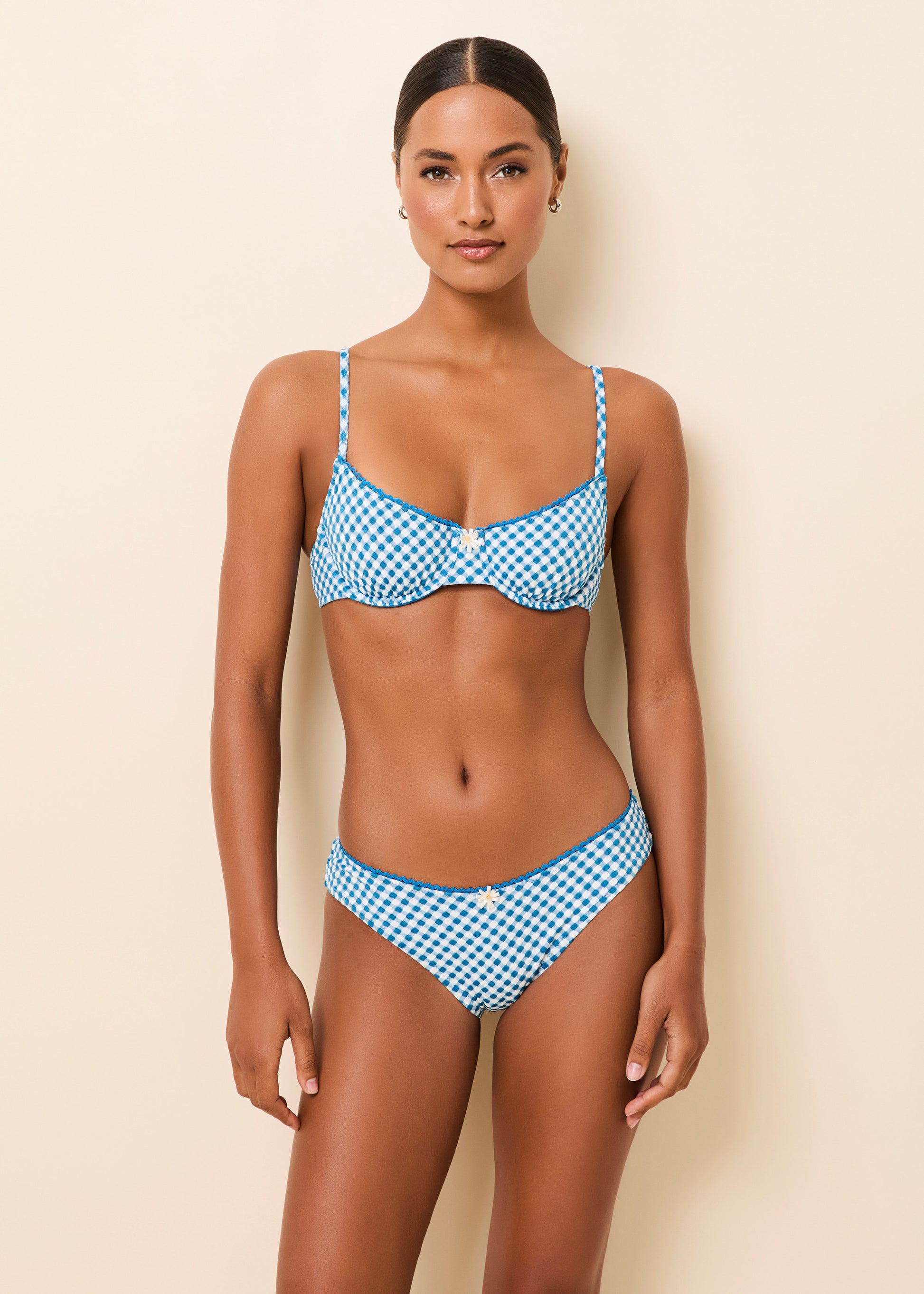 Daphne Bikini Cosmic Blue Gingham - Solid & Striped