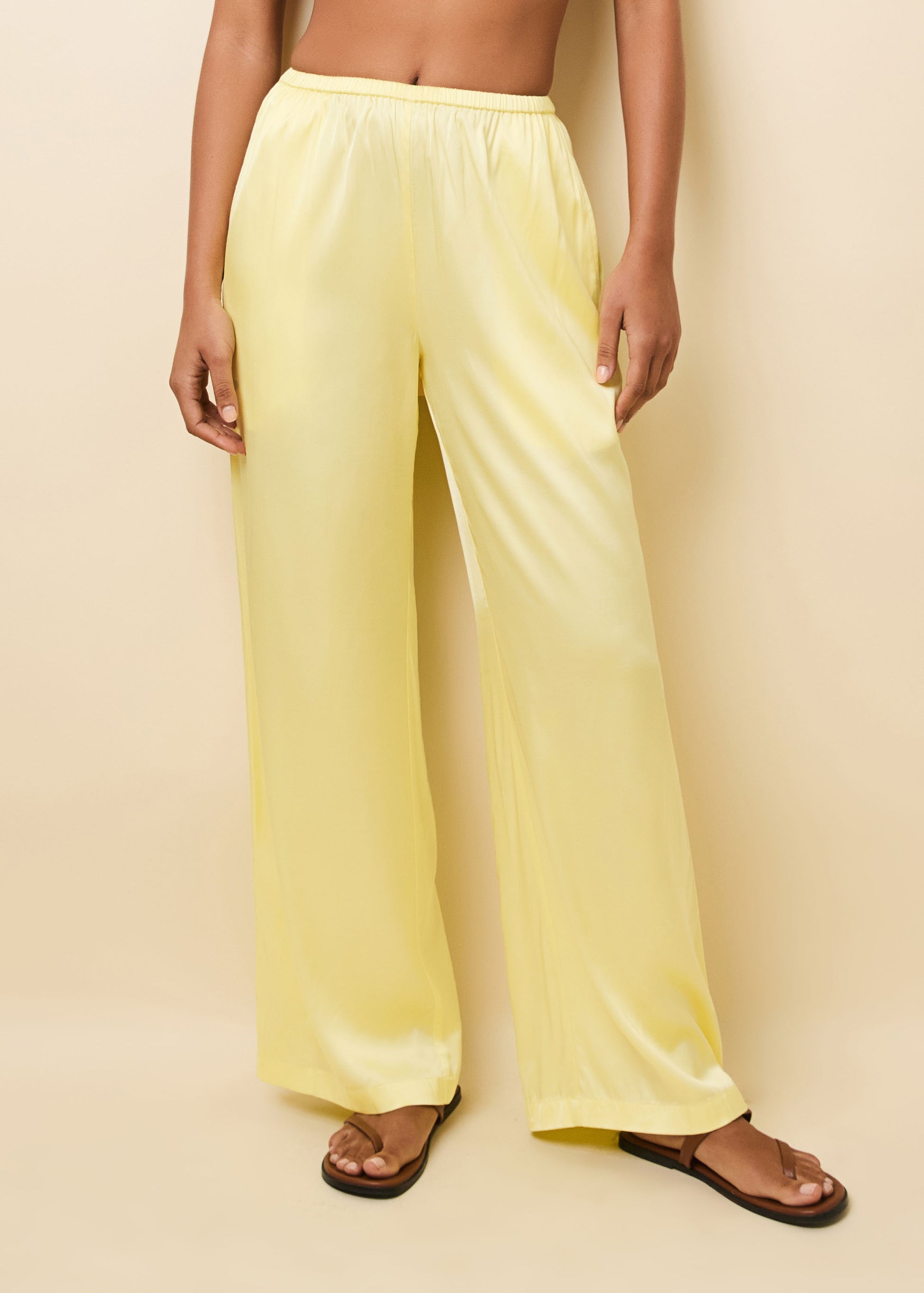 Monaco Satin Pant Custard - Solid & Striped