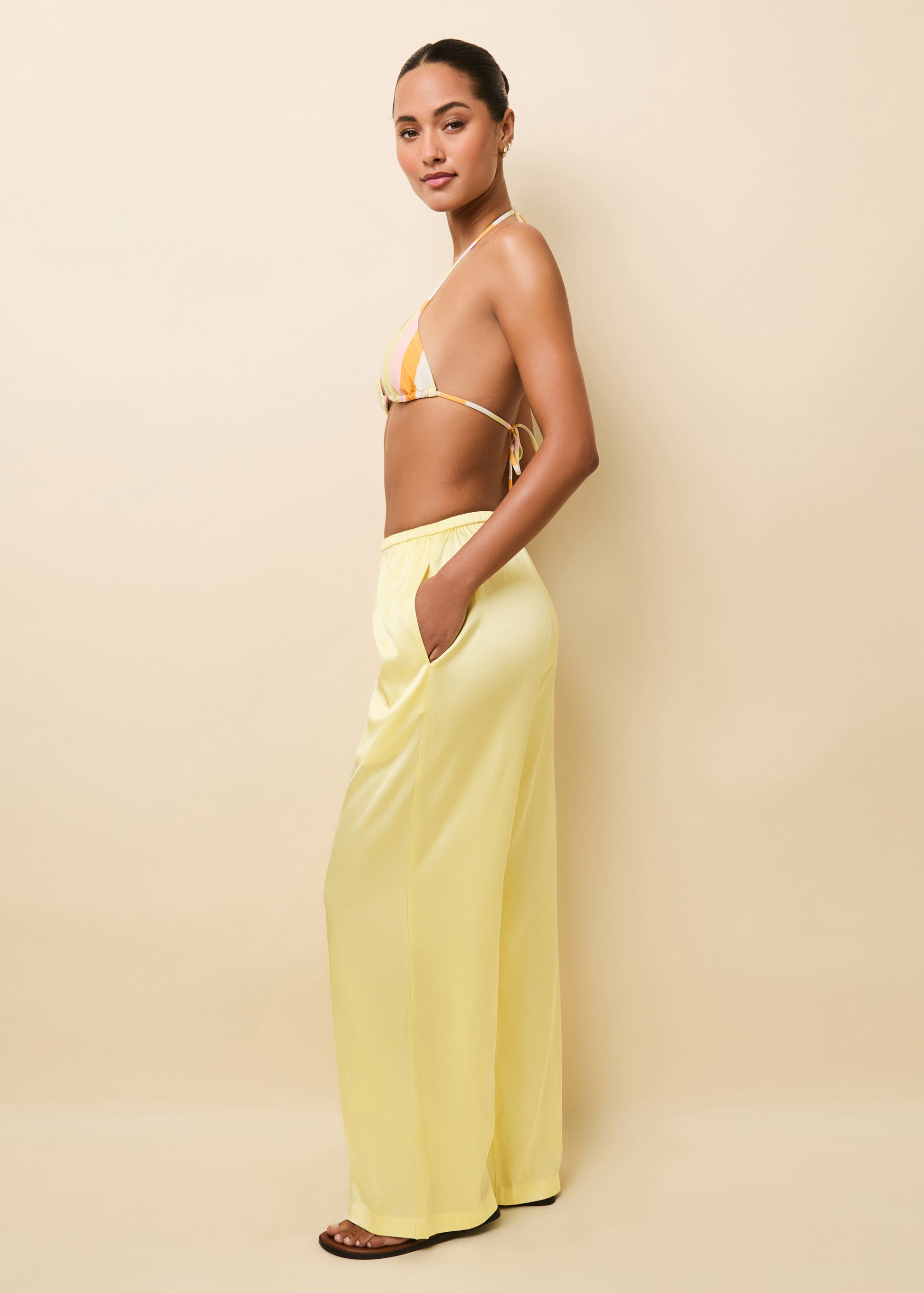 Monaco Satin Pant Custard - Solid & Striped