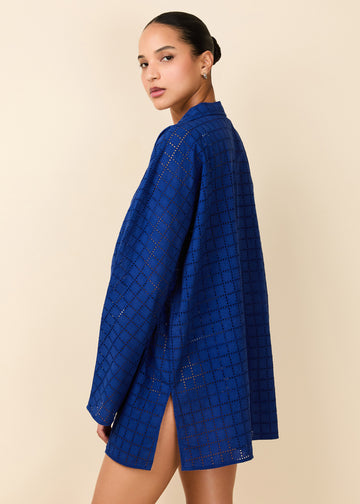 Alba Tunic Grid Eyelet Maritime Navy - Solid & Striped
