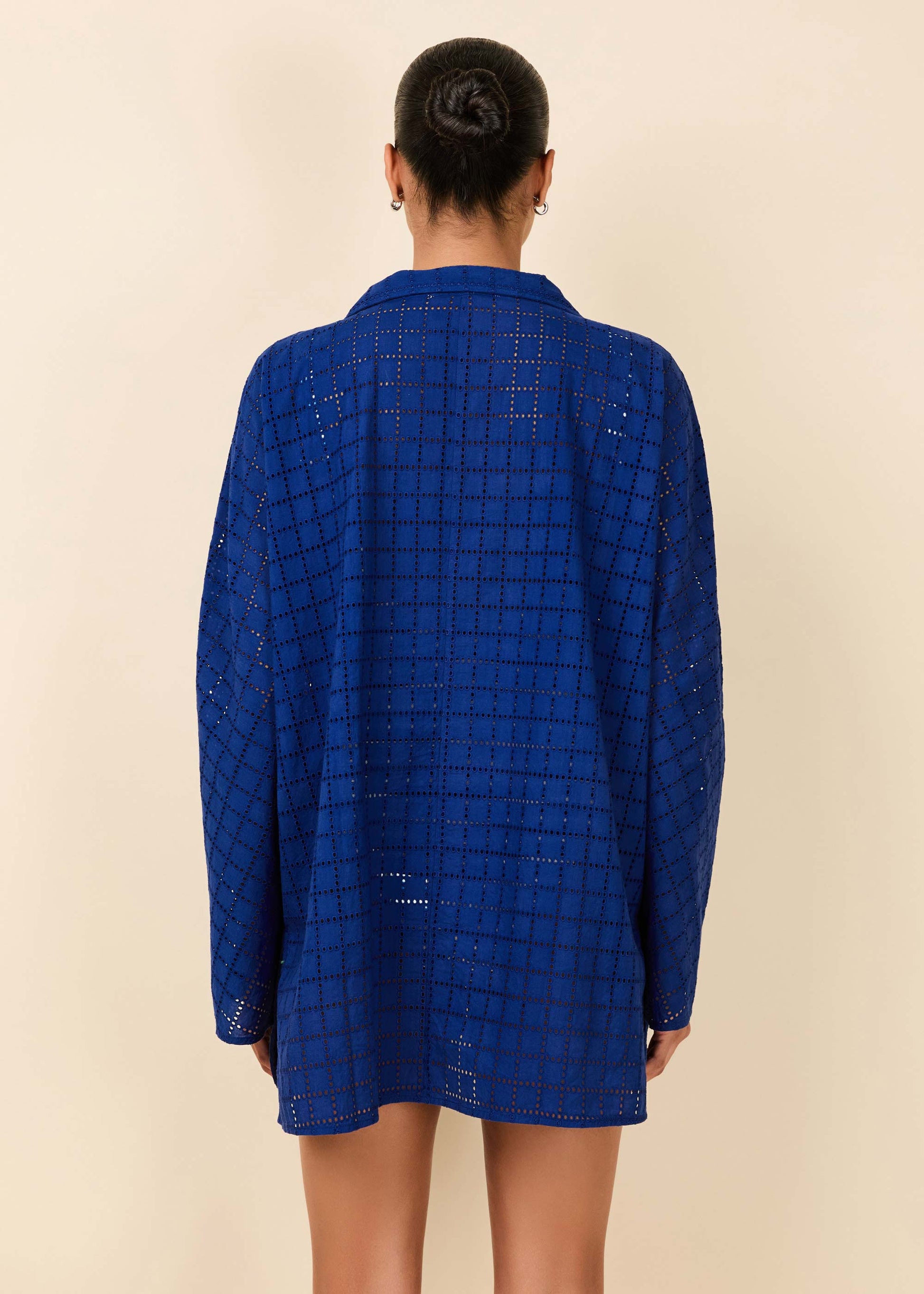 Alba Tunic Grid Eyelet Maritime Navy - Solid & Striped