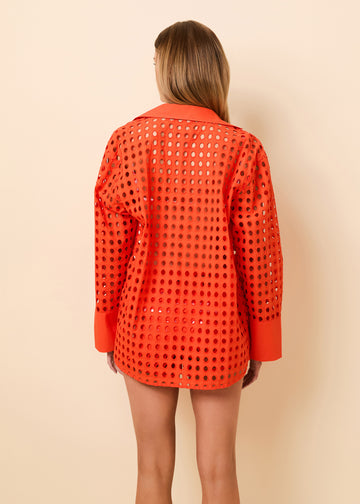 Jaclyn Tunic Classic Eyelet Habanero