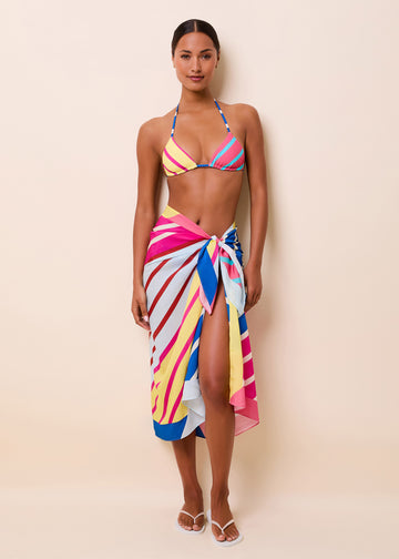 Silk Blend Pareo Symi Colorblock Stripe