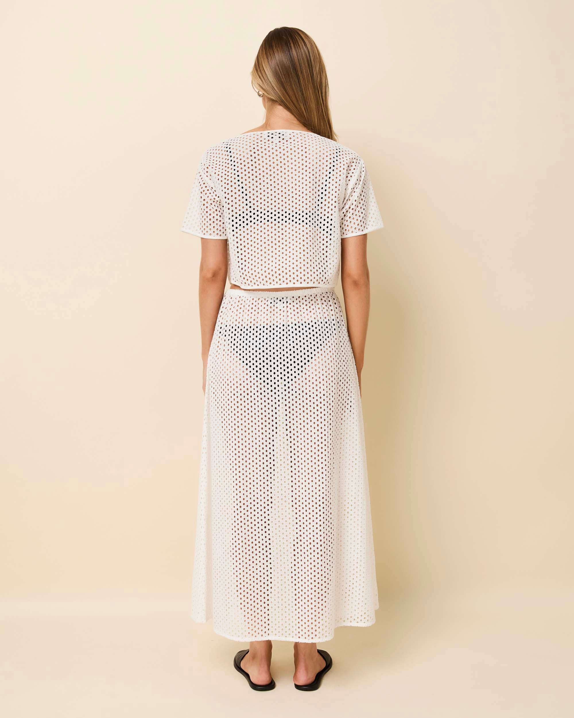 Shannon Tie Top Baby Eyelet Optic White | Solid & Striped