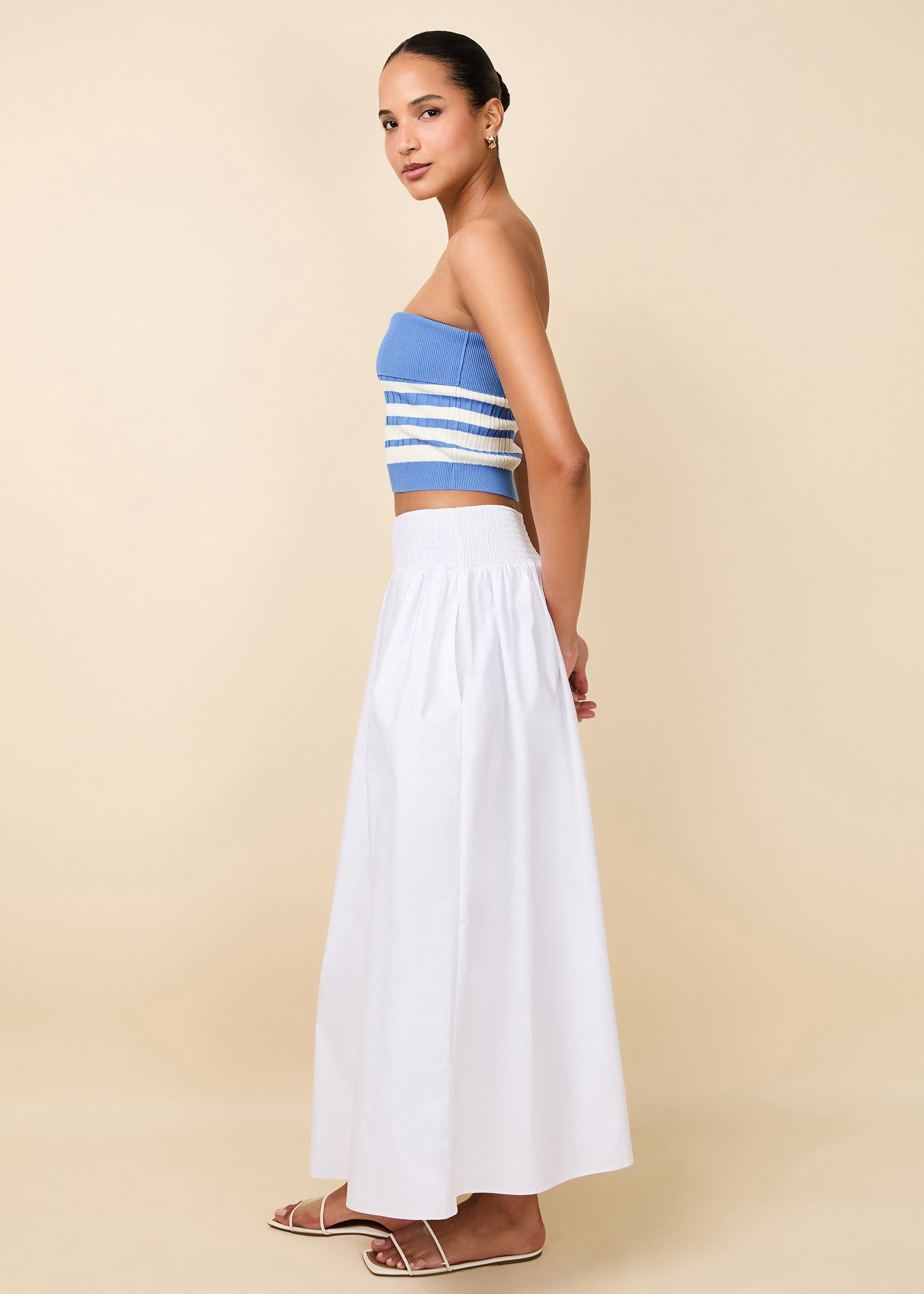 Noreen Skirt Optic White - Solid & Striped