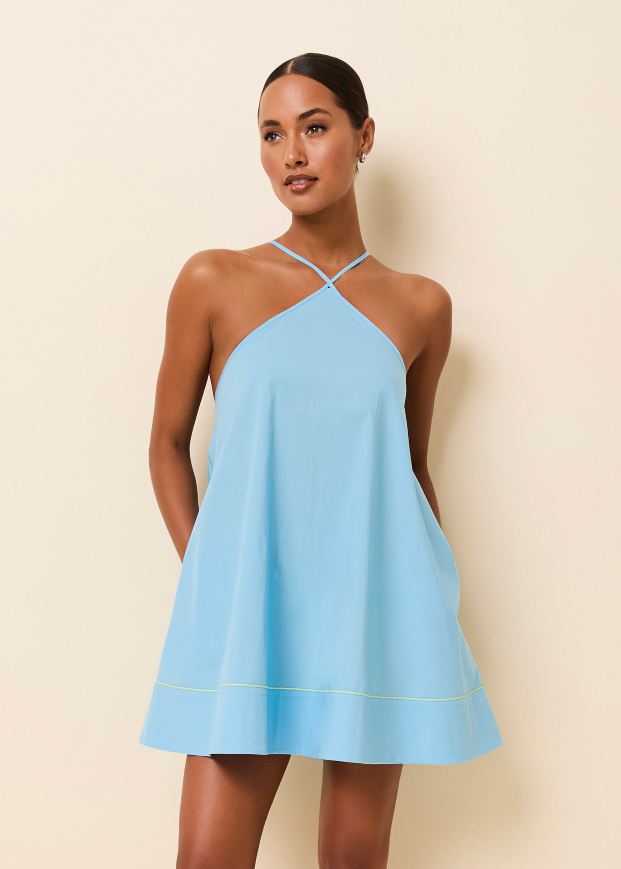 Solid & Striped Women's The Grace Stretch Cotton Poplin Dress - Blue
