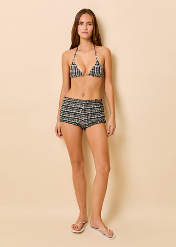 Mimi Short Puckered Plaid Noir