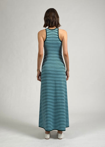 Oria Dress Rugby Stripe Marmalade / Evergreen / Sky