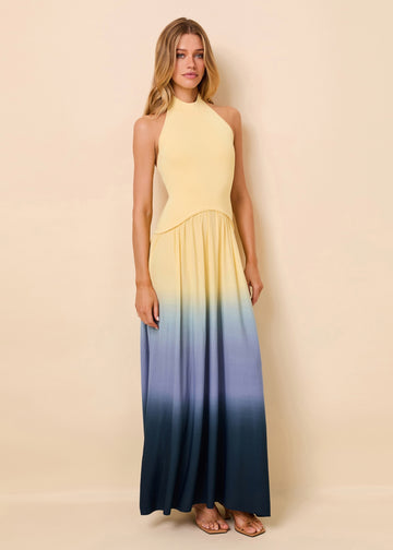 Halter Soglio Dress Ombre Danish Butter / Deep Canal