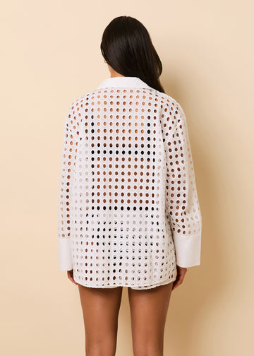 Jaclyn Tunic Classic Eyelet Optic White