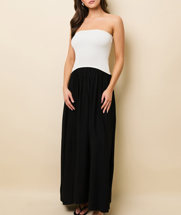 Strapless Soglio Dress Noir / Optic White
