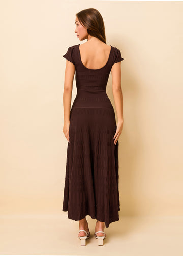 Belle Dress Pointelle Lace Knit Truffle