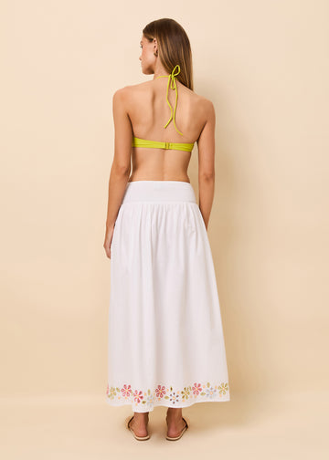 Noreen Skirt Embroidered Eyelet Optic White