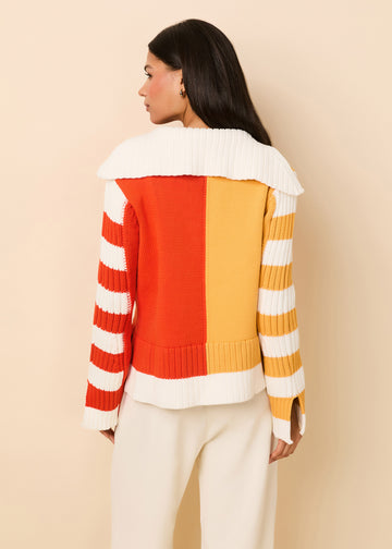 Jack Sweater Colorblock Pineapple / Habanero
