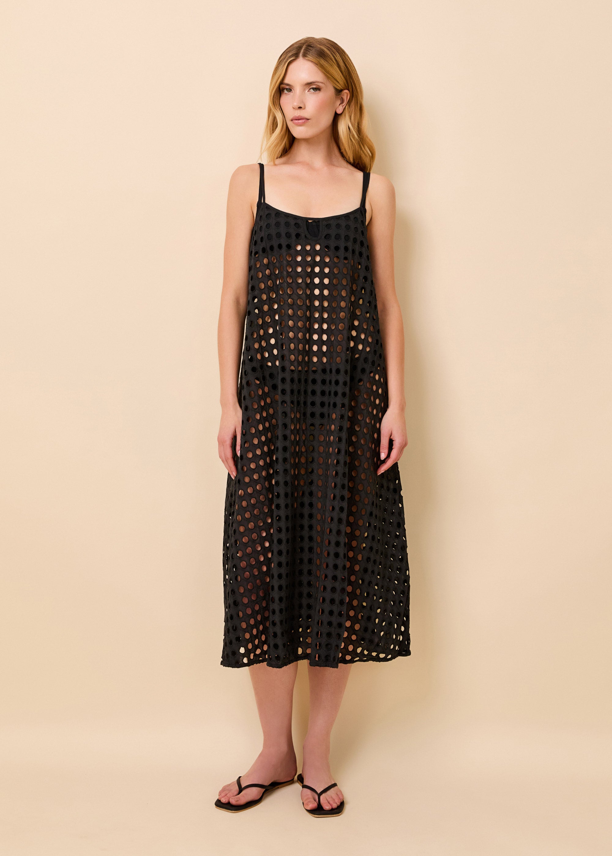 Annika Midi Dress Classic Eyelet Noir